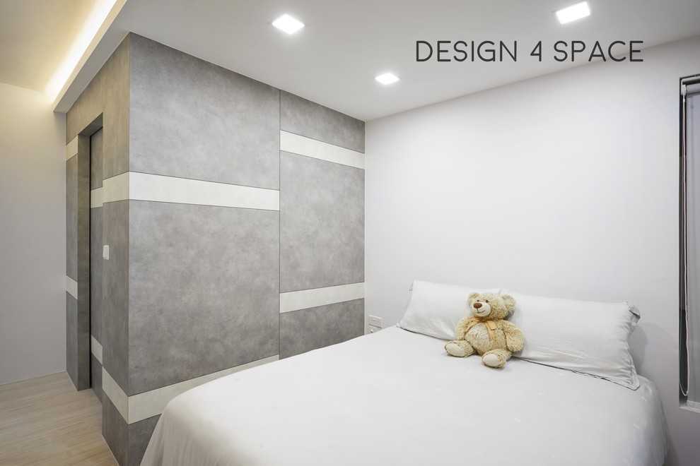 Modern Bedroom with Drop Ceiling and Ceiling Light