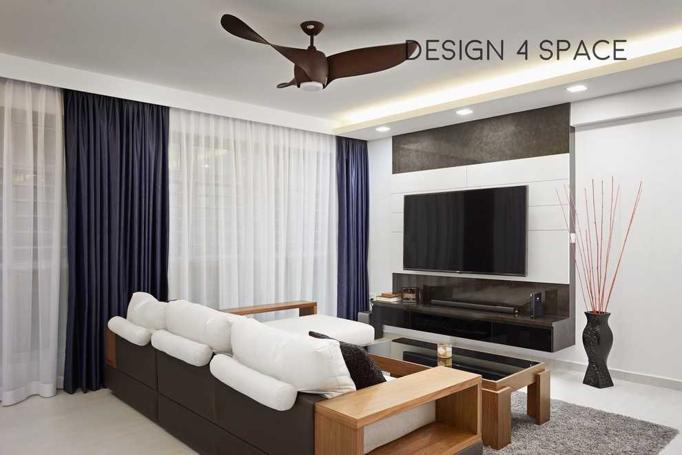 Modern Living Room with TV Console and Feature Wall