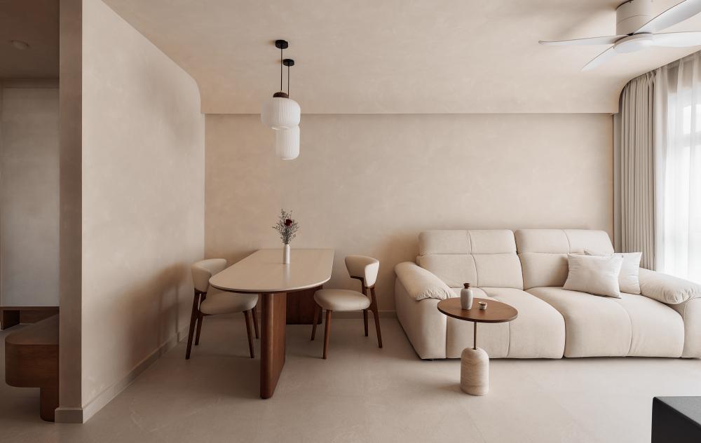 Scandinavian Living Room with Ceiling Light and Sofa