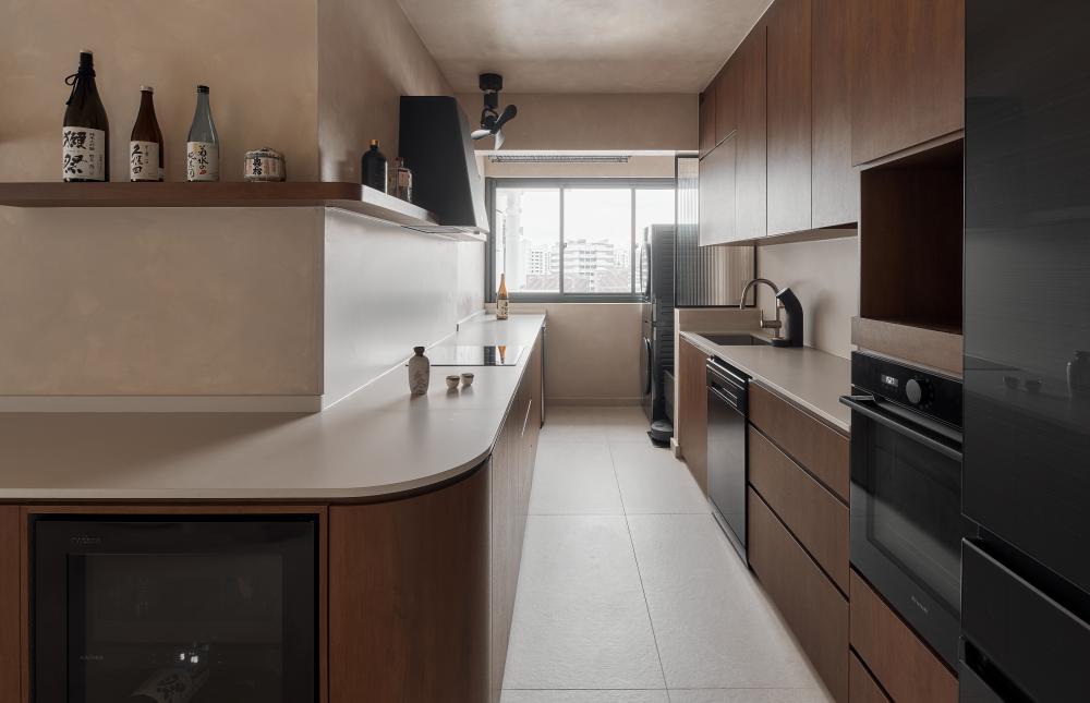 Scandinavian Kitchen with Countertop and Cupboard