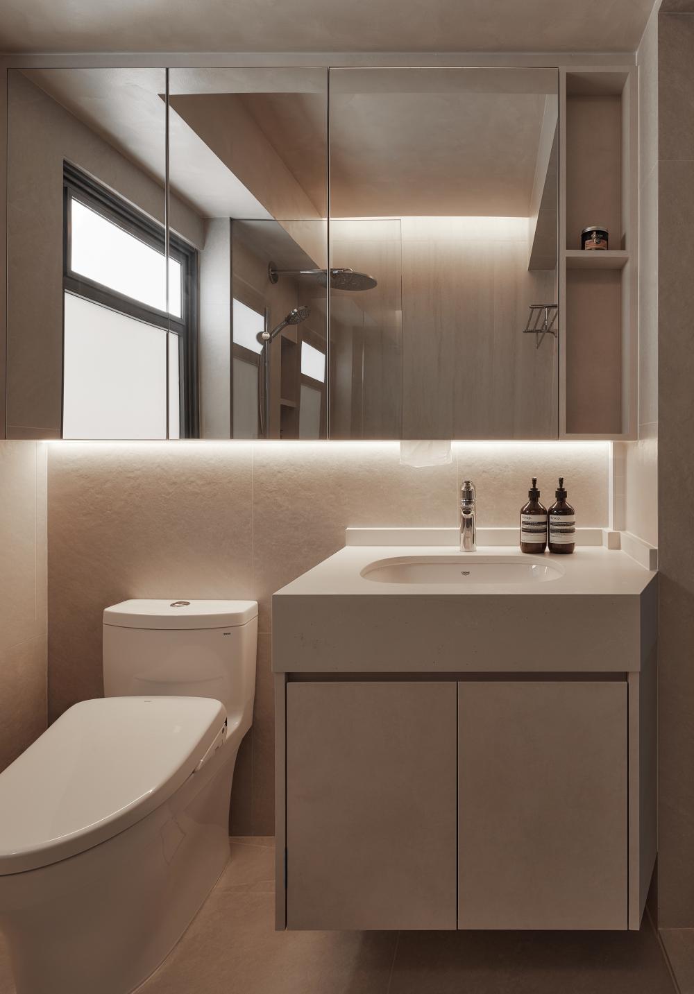 Scandinavian Bathroom with Mirror and Bathroom Mirrors