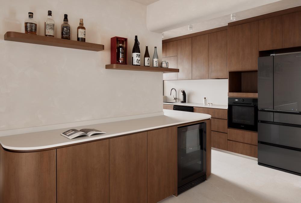 Scandinavian Kitchen with Countertop and Cupboard