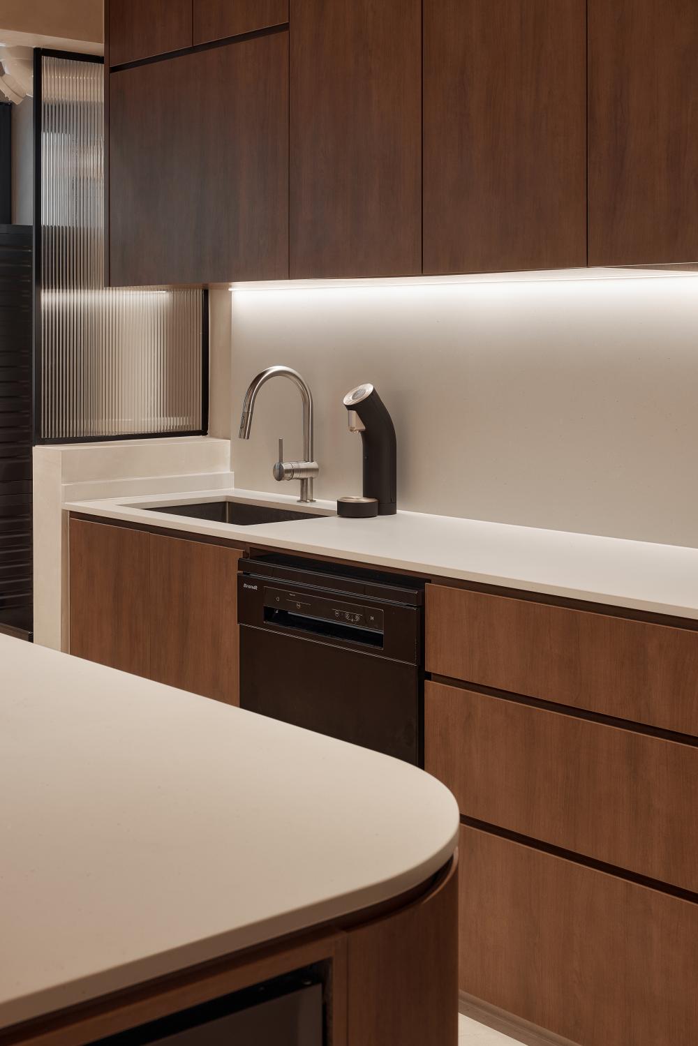 Scandinavian Kitchen with Countertop and Kitchen Island