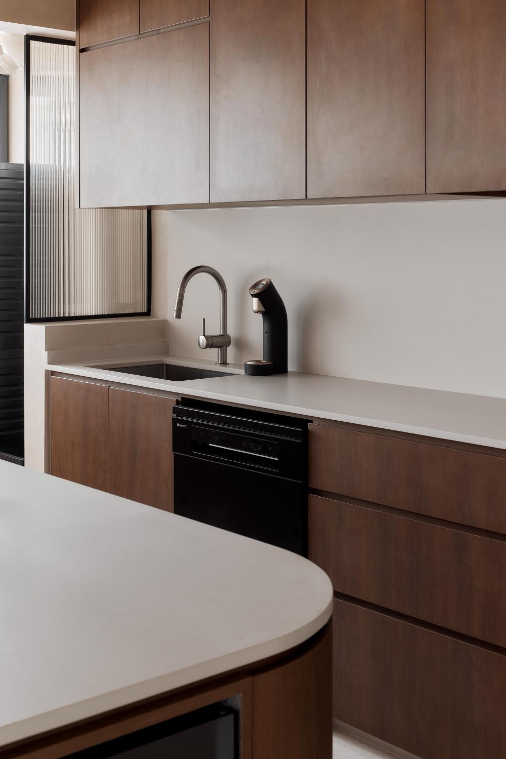 Scandinavian Kitchen with Countertop and Kitchen Island