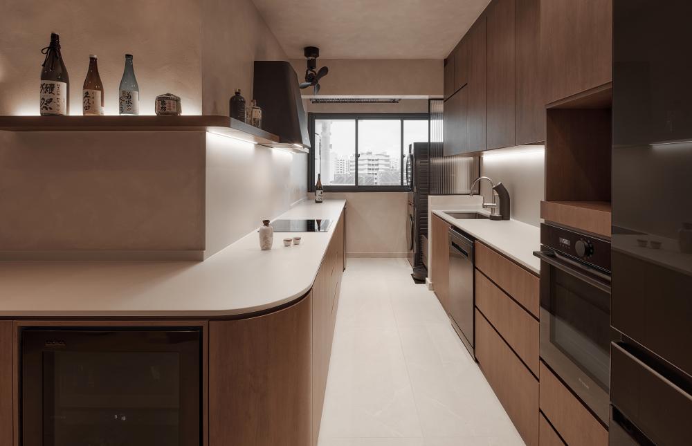 Scandinavian Kitchen with Countertop and Open Kitchen