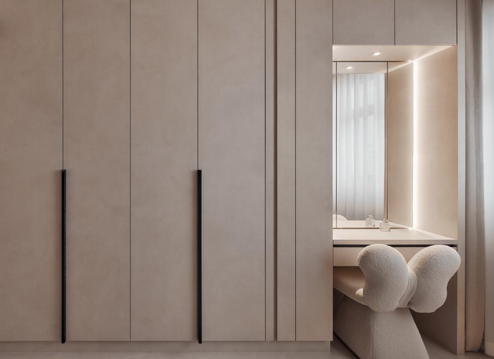 Scandinavian Bedroom with Wardrobe and Built-in Bed