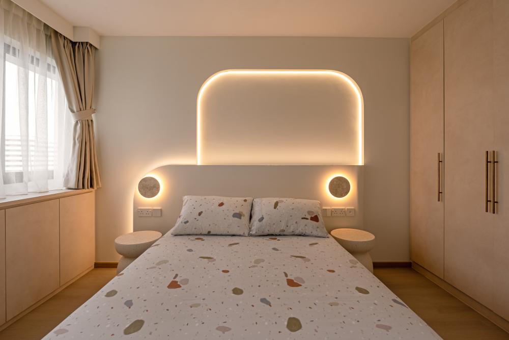 Asian Bedroom with Cove Lighting and Wardrobe