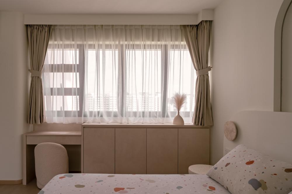 Asian Bedroom with Queen Bed and Bed