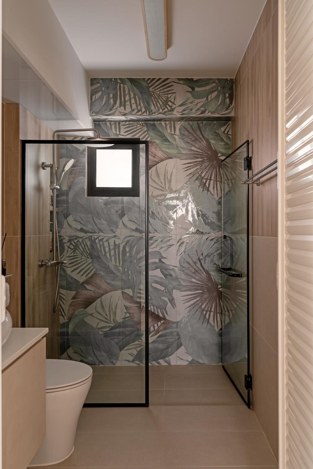 Asian Bathroom with Mirror and Shower Screen