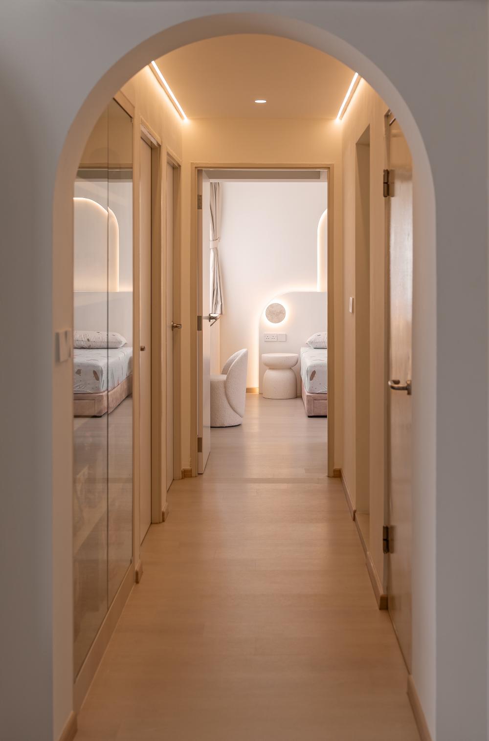 Asian Hallway with Ceiling Light and Lighting