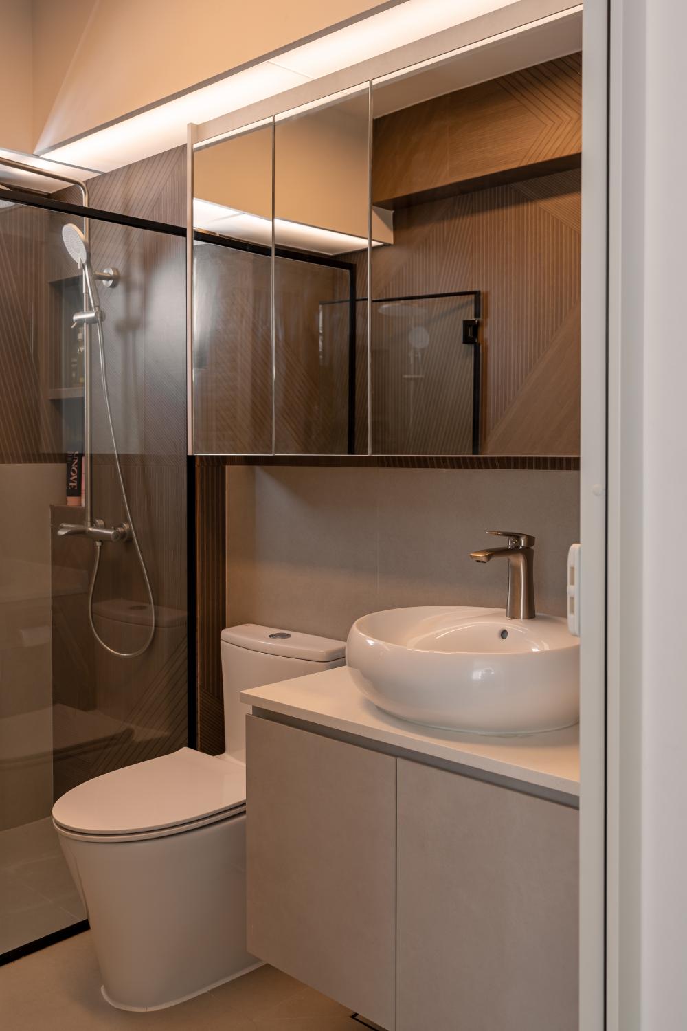Asian Bathroom with Mirror and Shower Screen