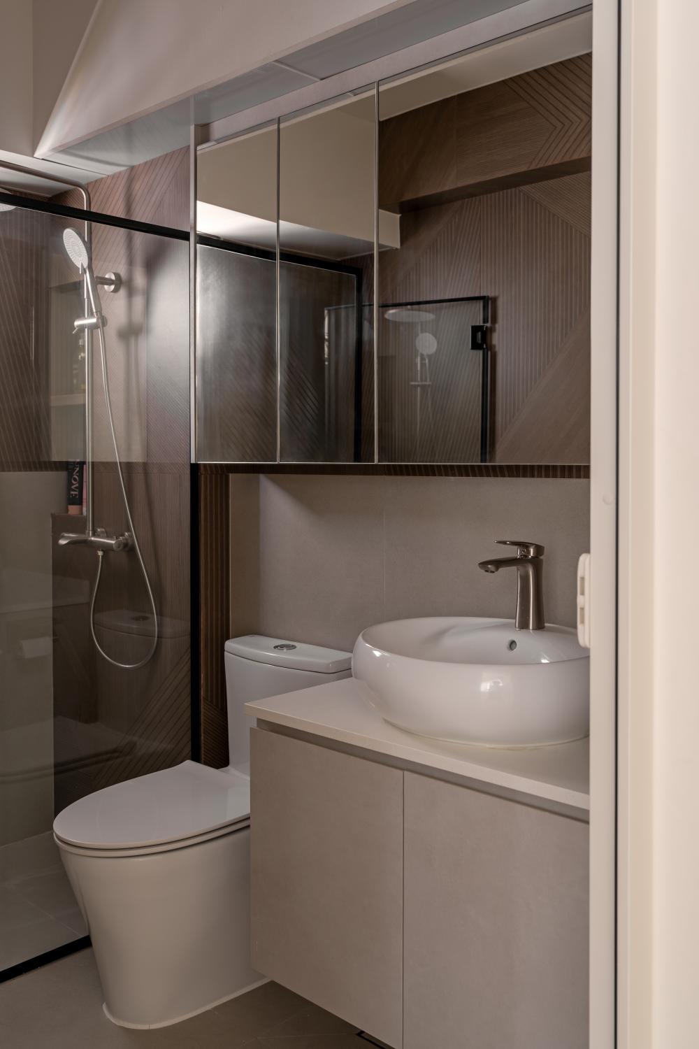 Asian Bathroom with Mirror and Shower Screen