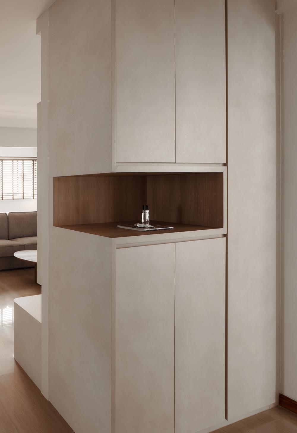Minimalist Entryway with Console Table and Shoe Cabinets