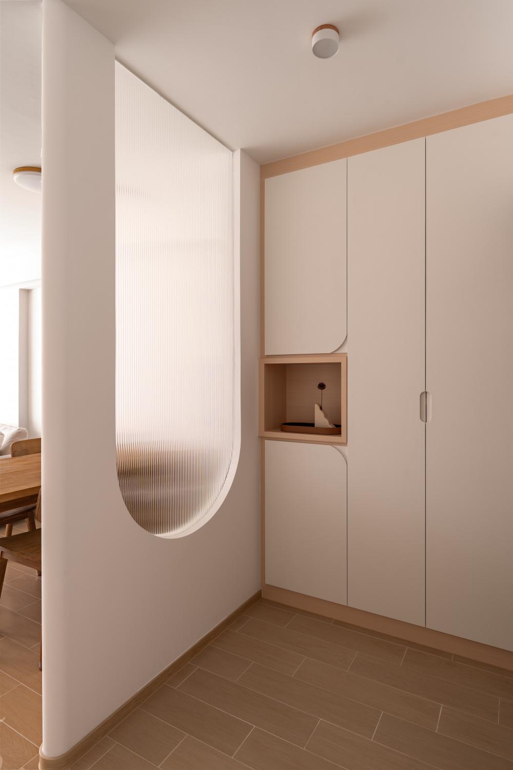 Scandinavian Entryway with Small Storage and Shoe Cabinets