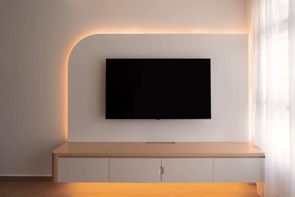 Scandinavian Living Room with TV Console and TV