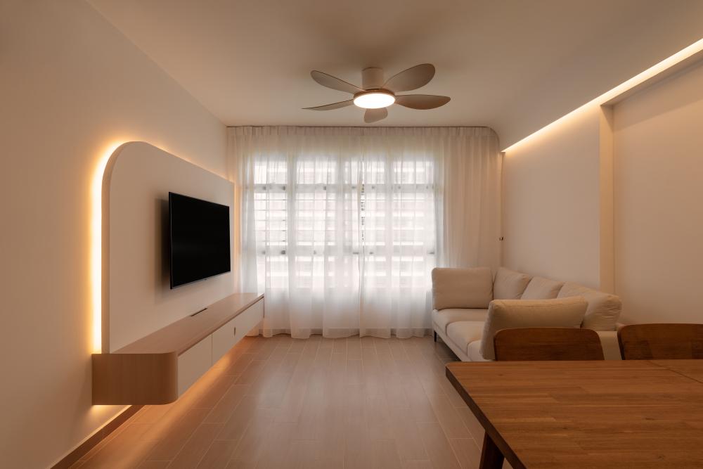 Scandinavian Living Room with TV Console and Sofa
