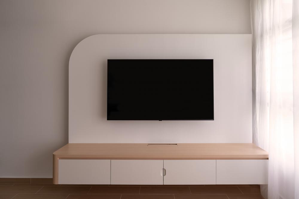 Scandinavian Living Room with TV Console and TV