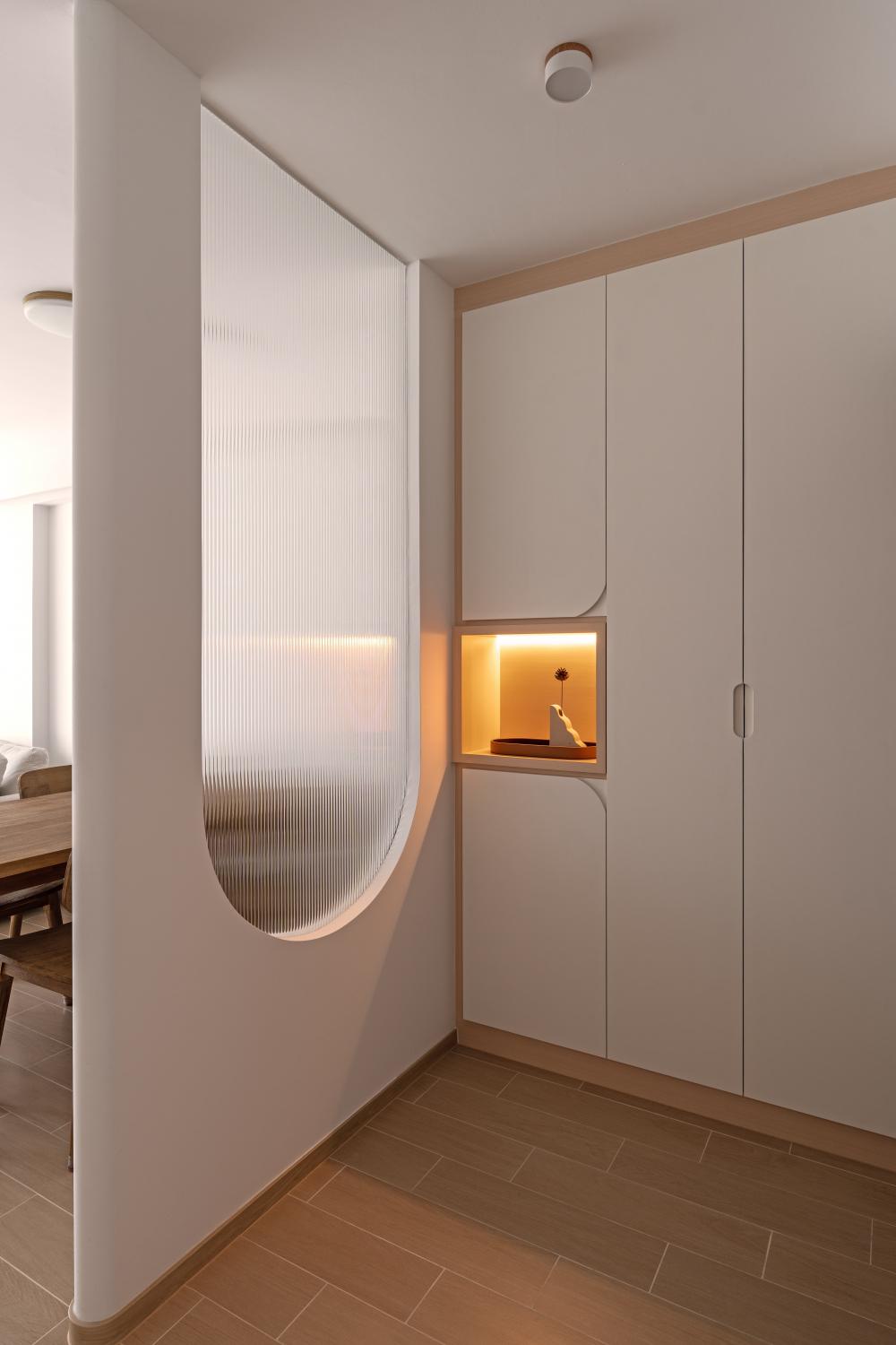 Scandinavian Entryway with Small Storage and Shoe Cabinets