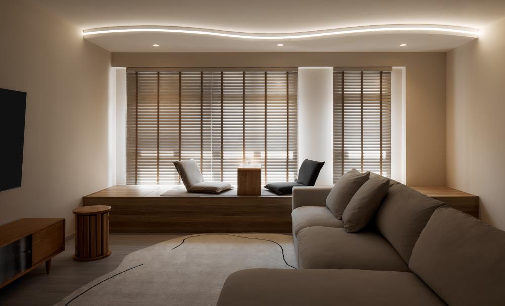 Modern Living Room with Wood Flooring and TV Console