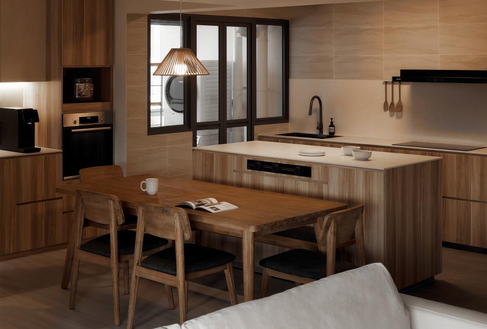 Modern Kitchen with Kitchen Island and Breakfast Counter