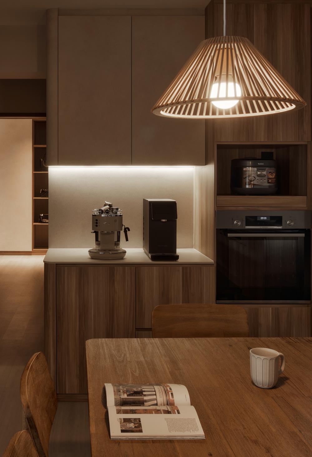 Modern Dining Room with Ceiling Light and Dining Table