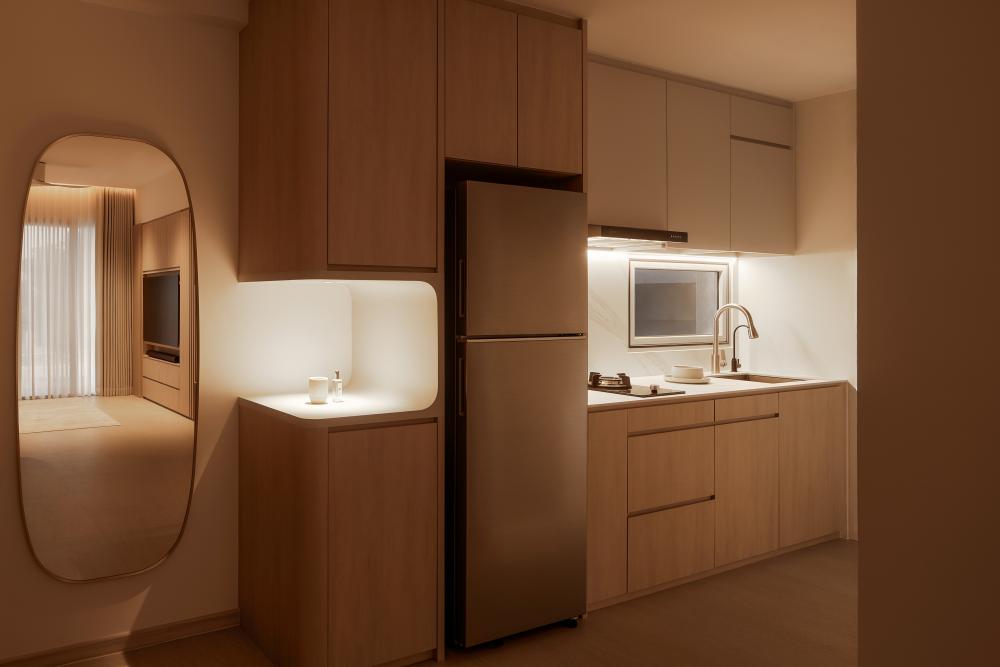 Asian Kitchen with Countertop and Breakfast Counter