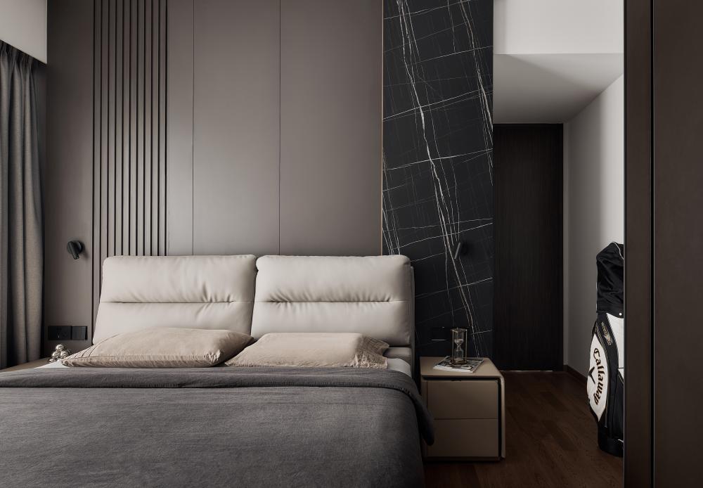 Modern Bedroom with Wood Flooring and Wardrobe