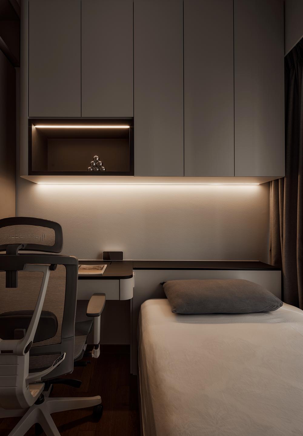 Modern Bedroom with Single Bed and Bed