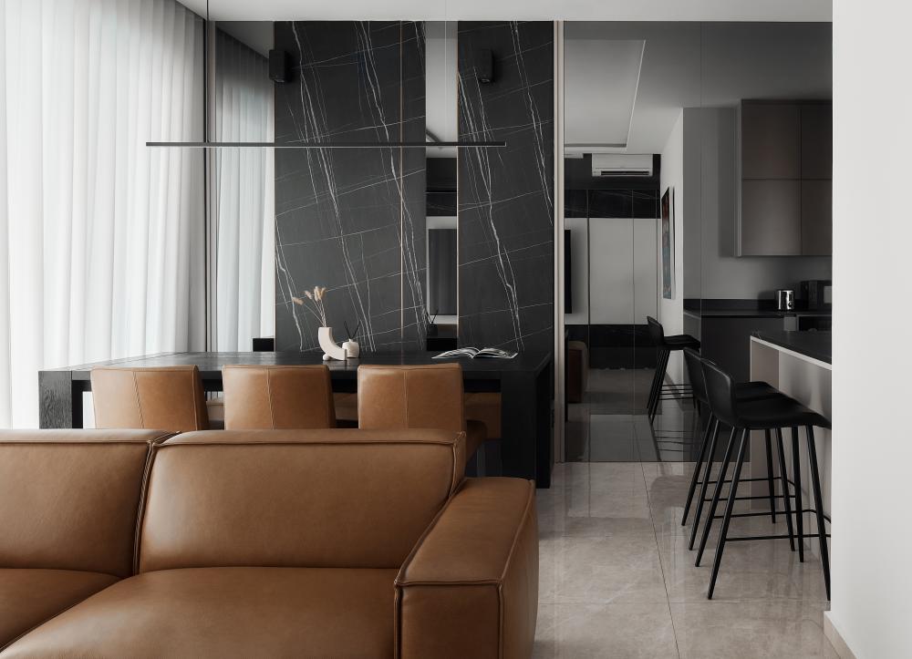 Modern Dining Room with Sofa and Dining Table