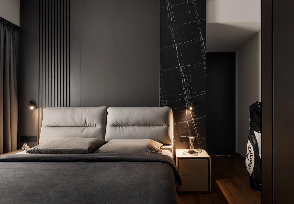 Modern Bedroom with Wood Flooring and Wardrobe