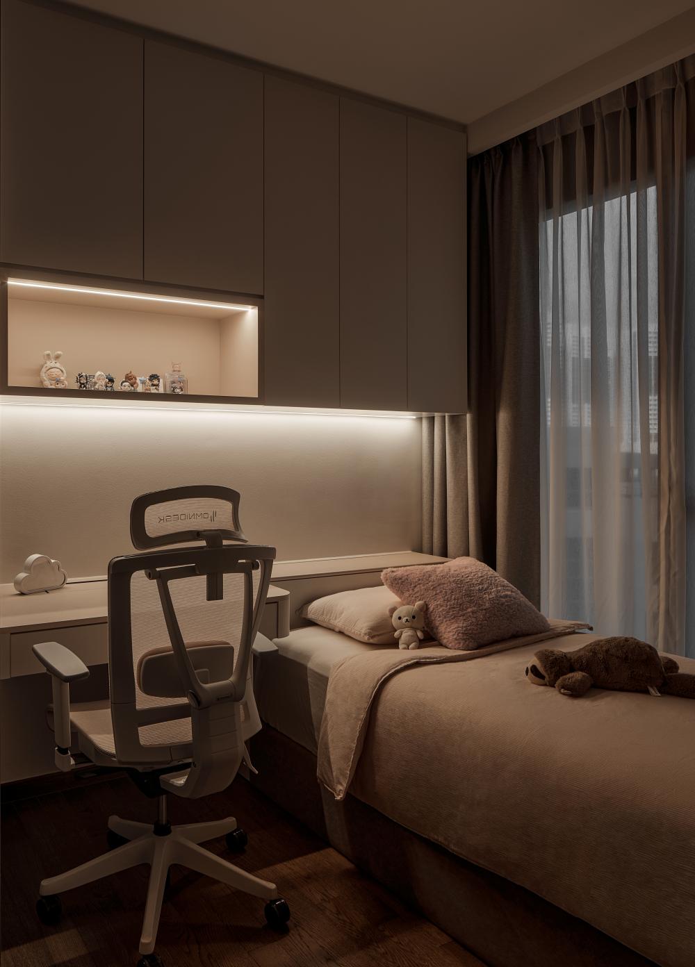 Modern Bedroom with Bedside Table and Storage Cabinets