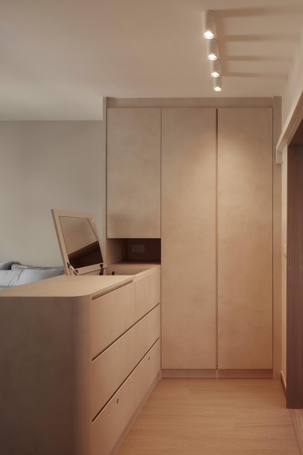Asian Bedroom with Wardrobe and Downlights