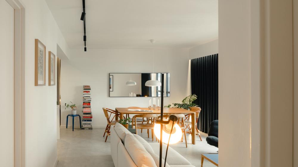 Modern Living Room with Sofa and Dining Table