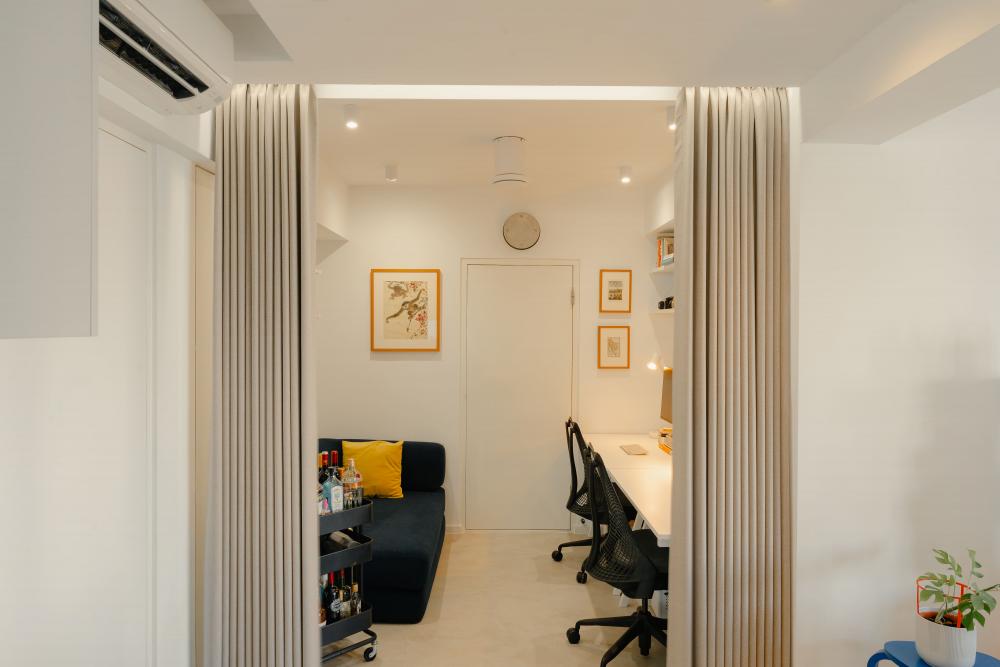 Modern Home Office with Desk and Wall Shelves