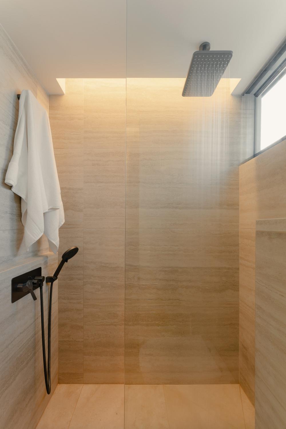 Modern Bathroom with Shower Screen and Rainshower
