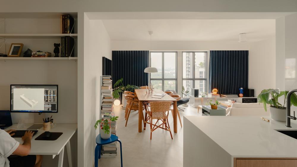 Modern Living Room with Countertop and TV Console