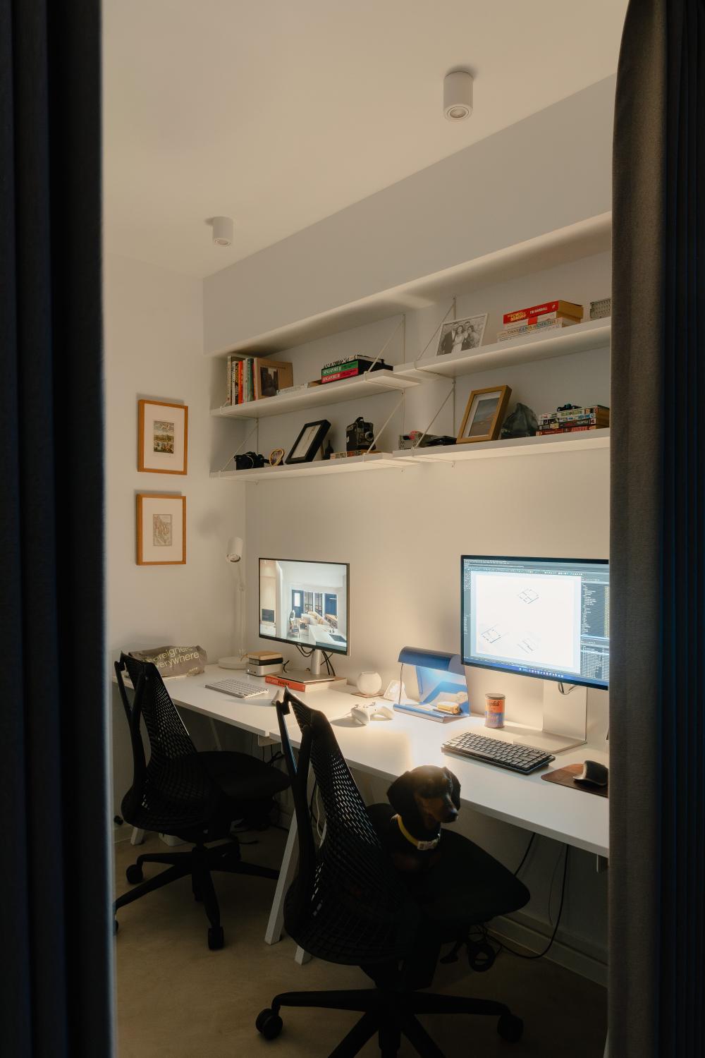 Modern Workstation with Bookshelf and Desk