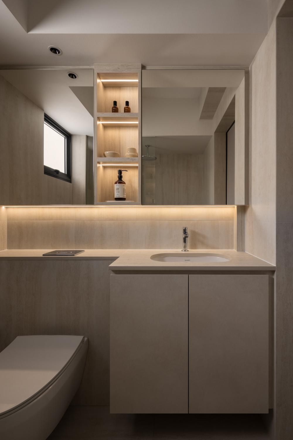 Contemporary Bathroom with Countertop and Mirror