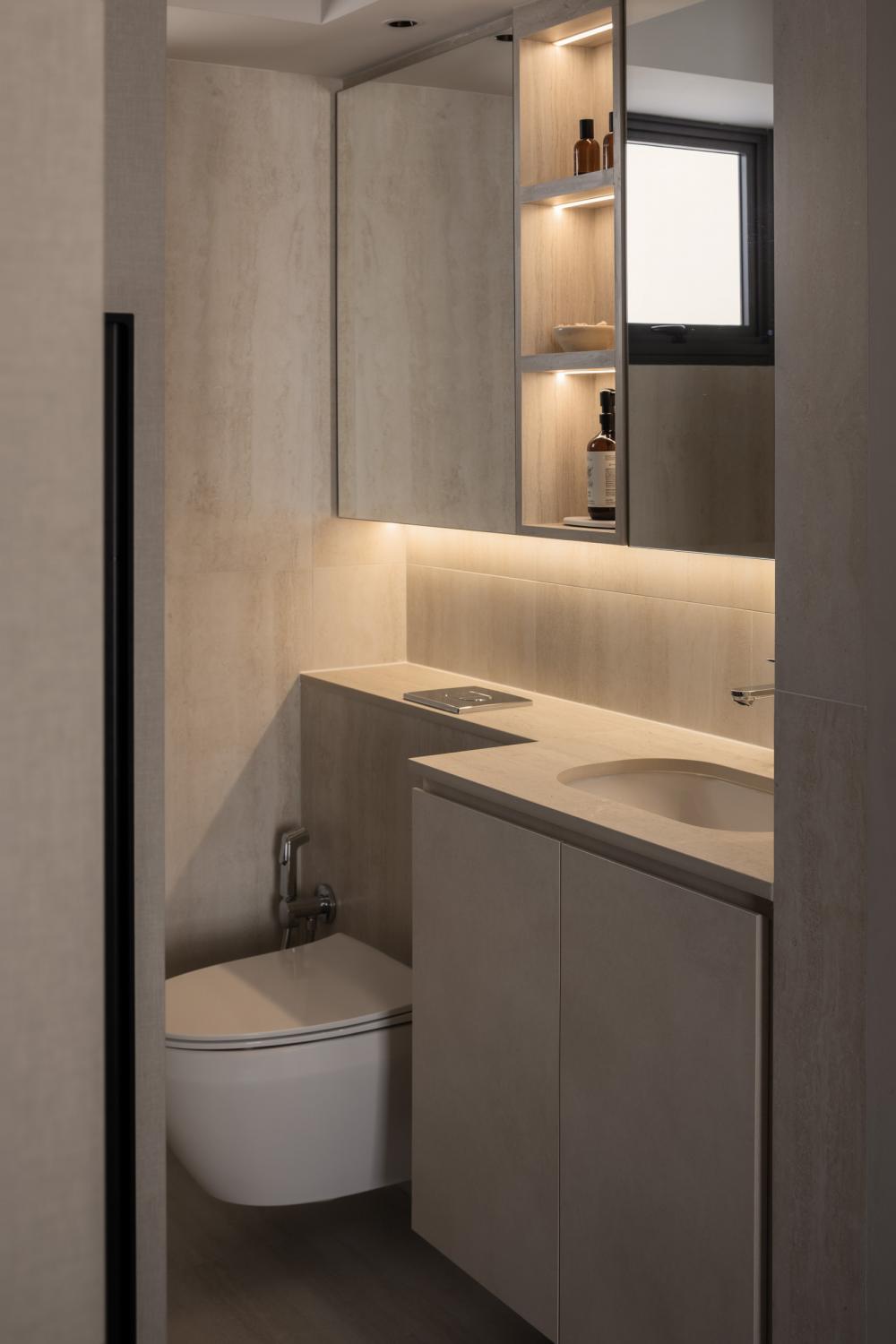 Contemporary Bathroom with Countertop and Mirror