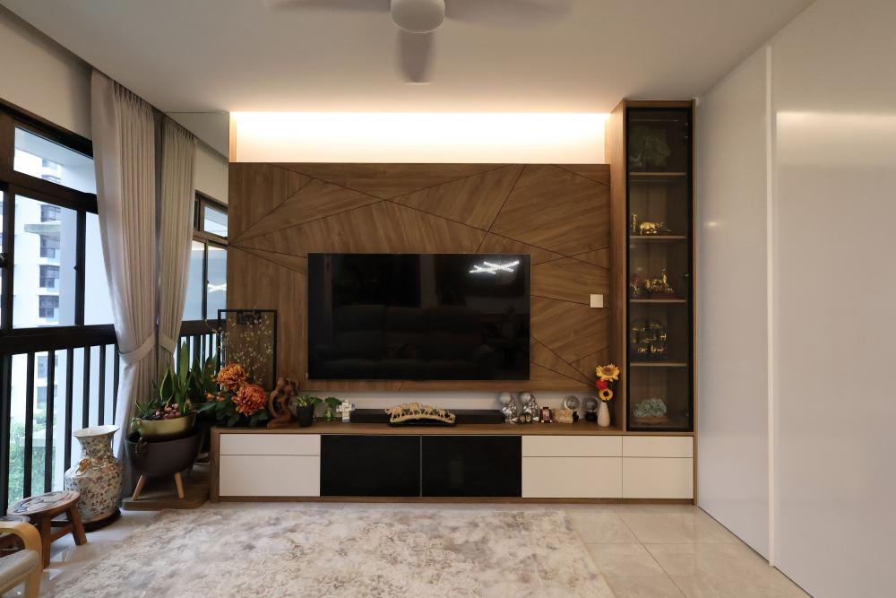 Contemporary Living Room with TV Console and Sofa
