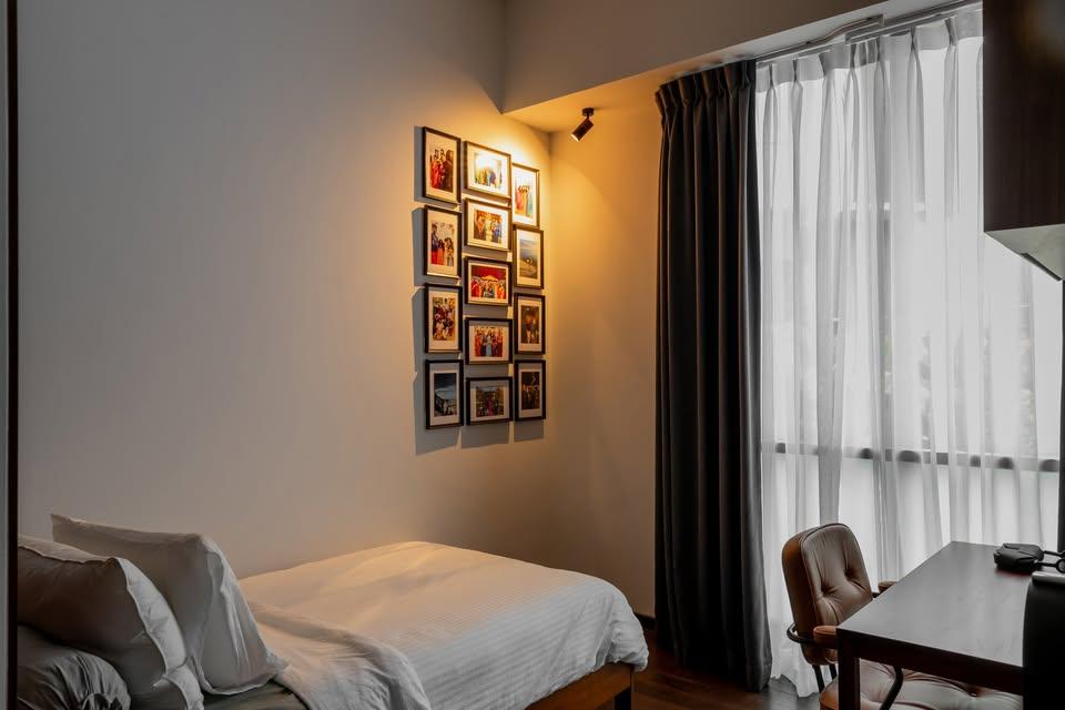 Modern Bedroom with Single Bed and Bed