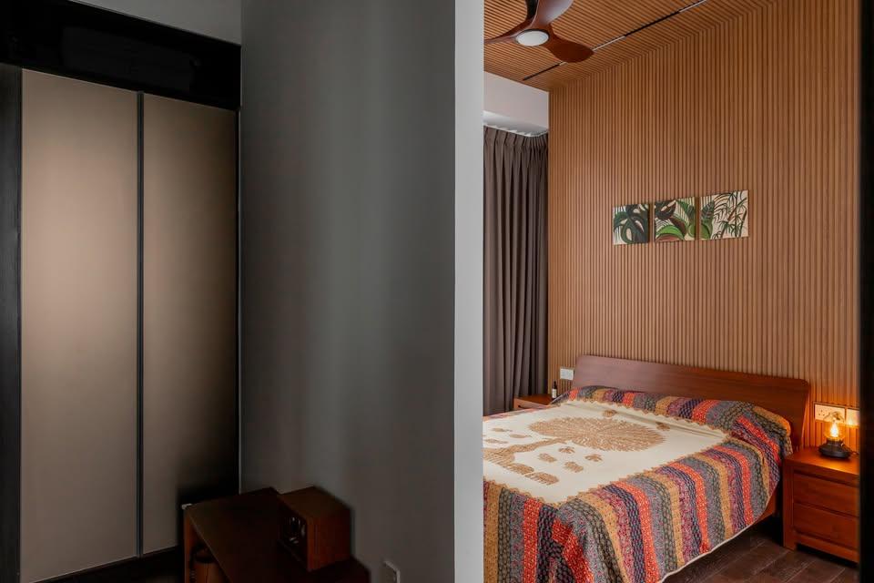 Modern Bedroom with Wardrobe and Bedside Table
