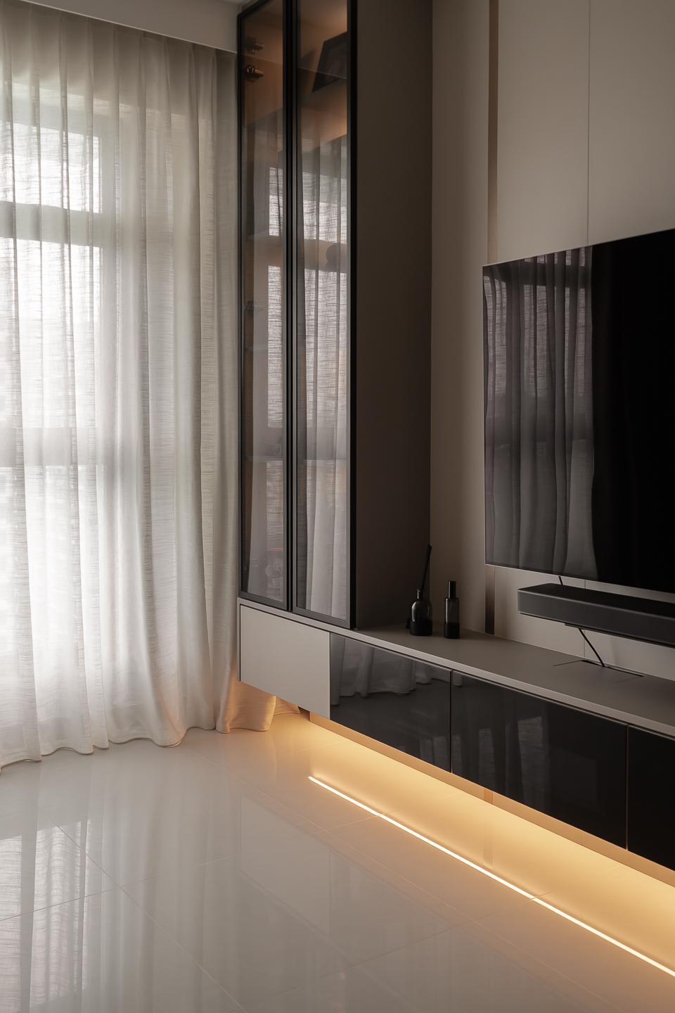 Minimalist Living Room with TV Console and Metal TV Console