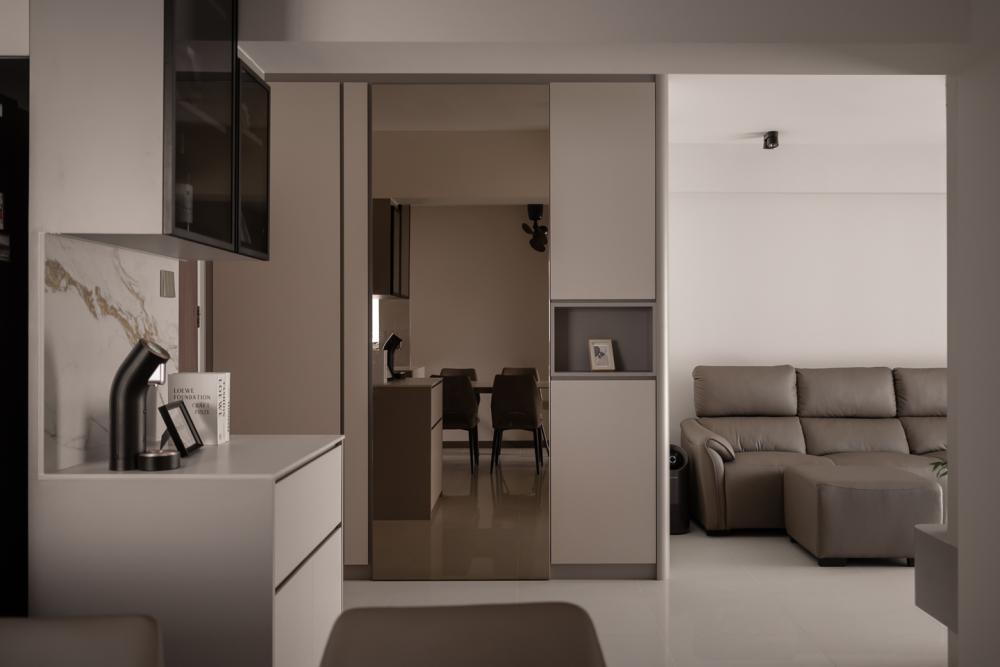 Minimalist Foyer with Artwork and Console Table