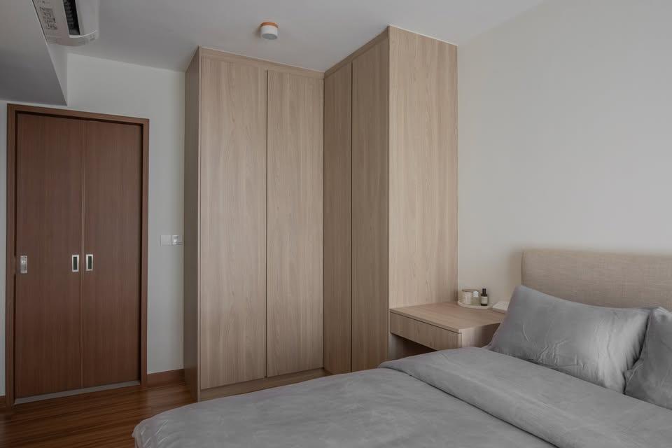 Modern Bedroom with Wardrobe and Bedside Table