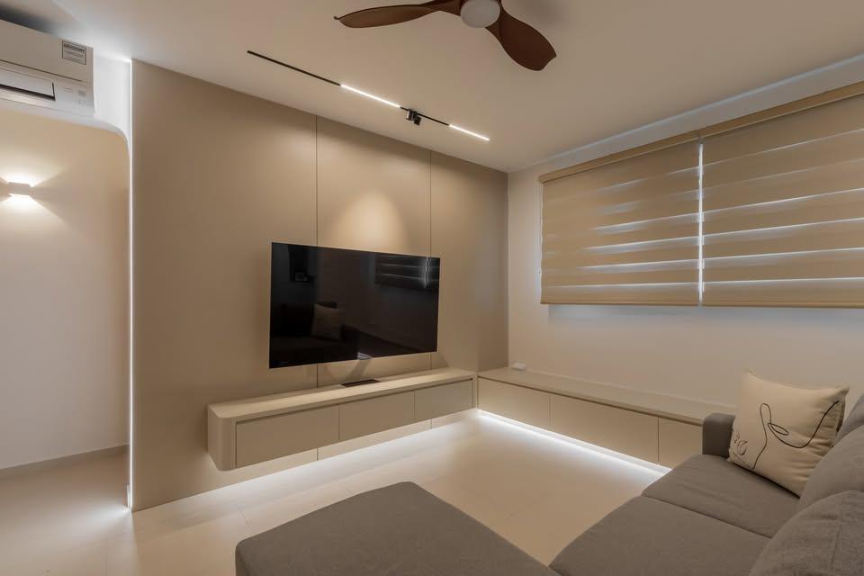 Modern Living Room with TV Console and Sofa