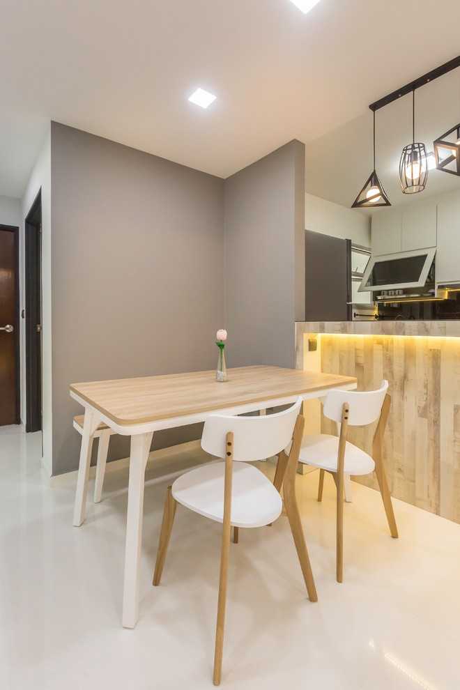 Asian Dining Room with Drop Ceiling and Chandelier