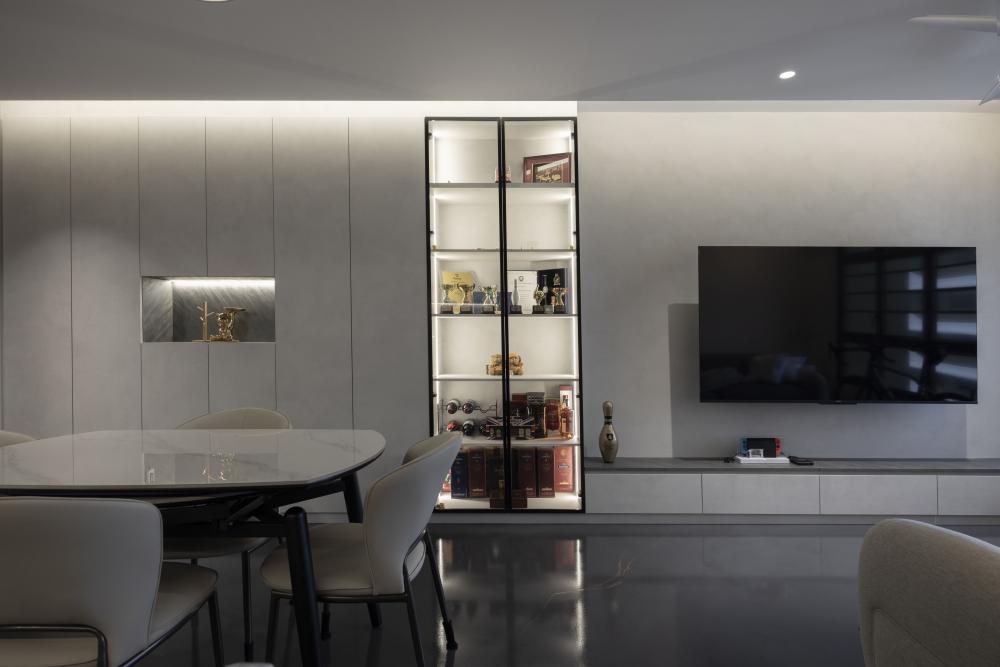 Minimalist Living Room with TV Console and Feature Wall