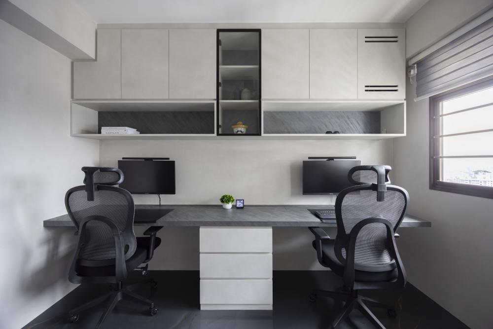 Minimalist Study with Desk and Desk Chairs