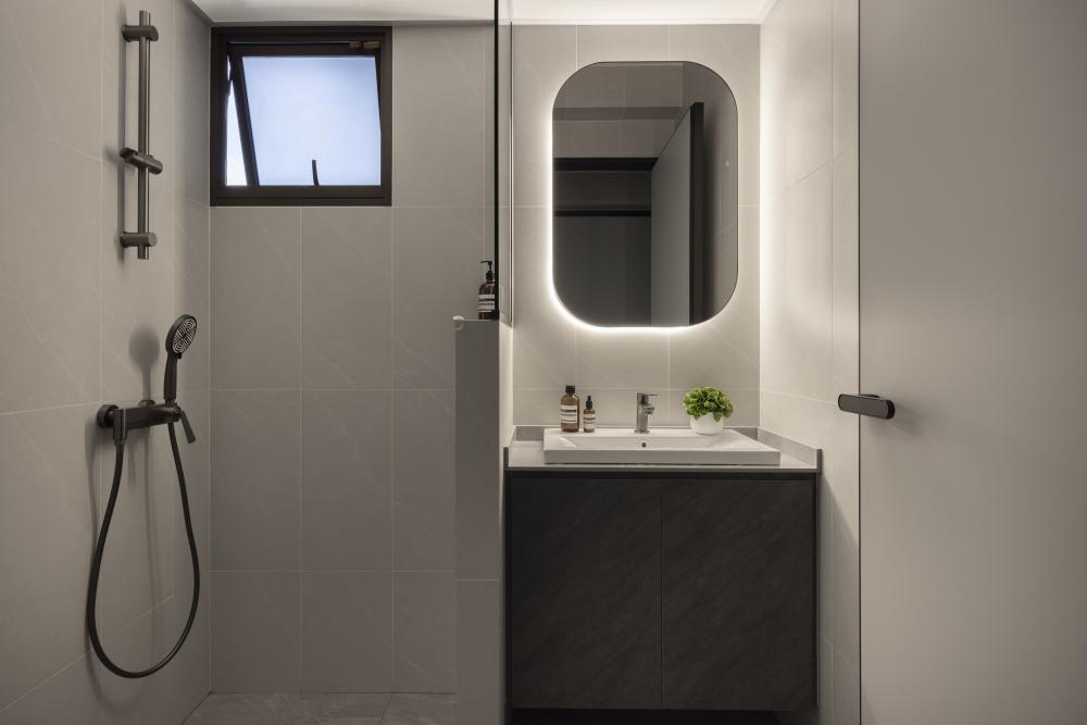 Minimalist Bathroom with Mirror and Bathroom Mirrors